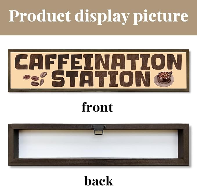 Farmhouse Coffee Bar Decor, Rustic Wood Caffeination Station Sign - Image 3