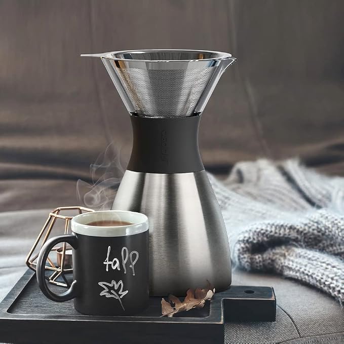 asobu Insulated Pour Over Coffee Maker Double-Wall Vacuum, Stainless-Steel - Image 2