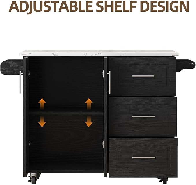 4 EVER WINNER 43" Modern Kitchen Island on Wheels - Image 6