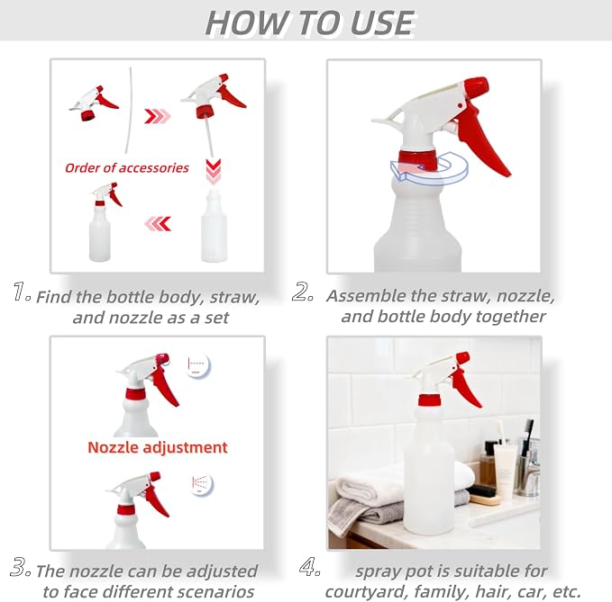 12 Pack 16oz Spray Bottles, Reusable Fine Mist Water Sprayer - Image 4
