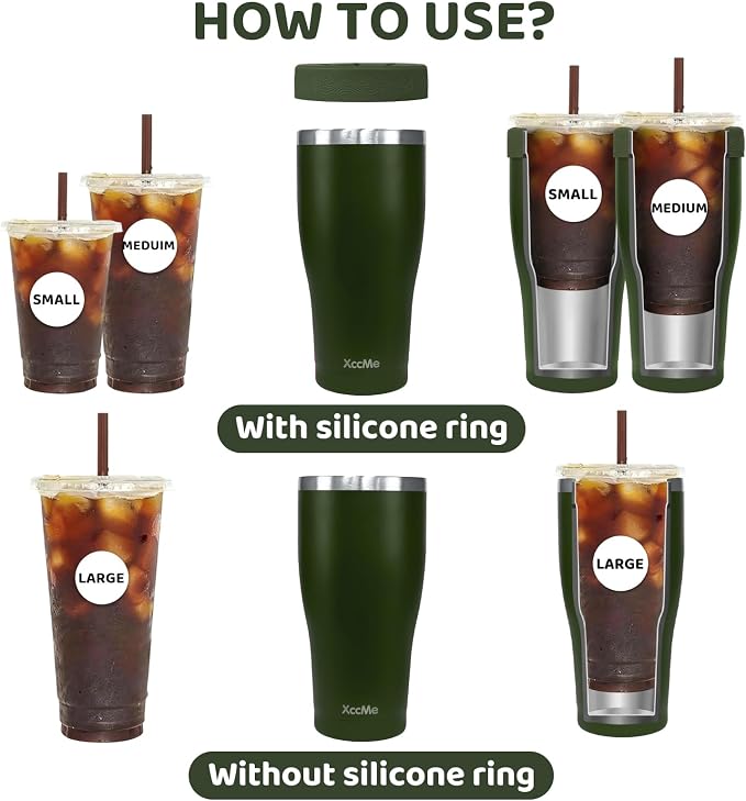 Universal Iced Coffee Sleeve, 32oz Stainless Steel Insulator Fits 16-32oz - Image 2