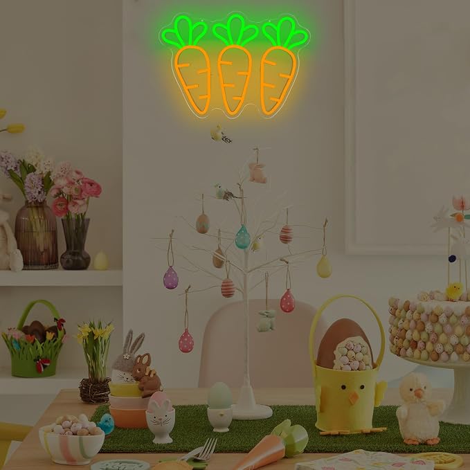 Carrot Neon Sign for Wall Decor Easter Led Sign Three Carrot Neon Light Easter - Image 7