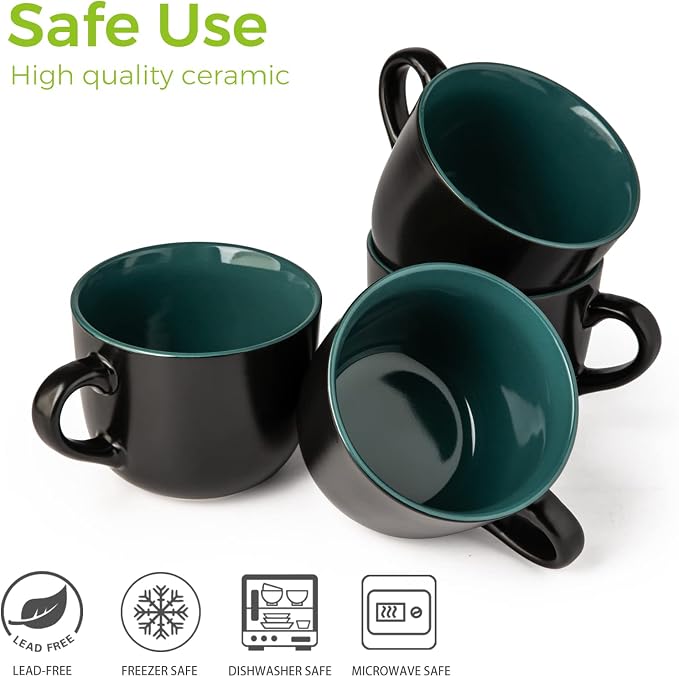 GBhome Ceramic Soup Mugs with Lid, 24 oz Soup Cups with Hanlde - Image 7