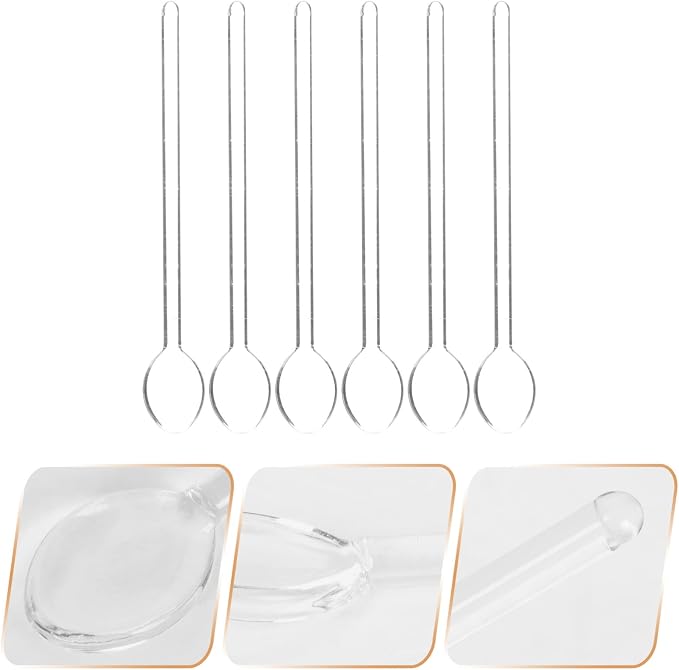 STOBAZA 6Pcs Borosilicate Glass Stirring Spoons Long Handle Glass Spoon Set - Image 8