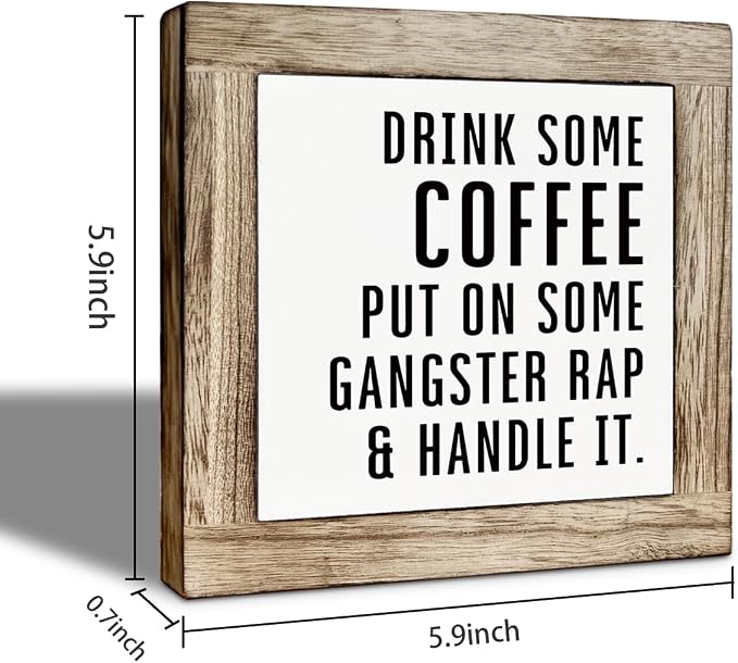 Coffee Wooden Box Decor, Farmhouse Home Office Cafe Sign, Drink Coffee Put On - Image 2