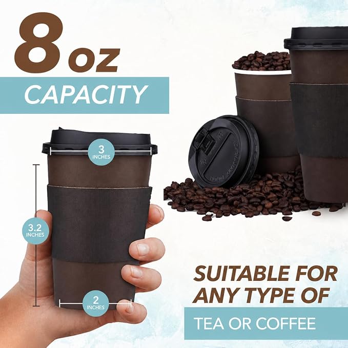 Promora 8 oz Disposable Brown Coffee Cups - Image 2
