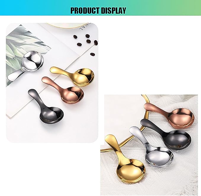 5PCS Short Handle Spoon, Stainless Steel Mini Spoons Thickened Small Round Spoon - Image 9