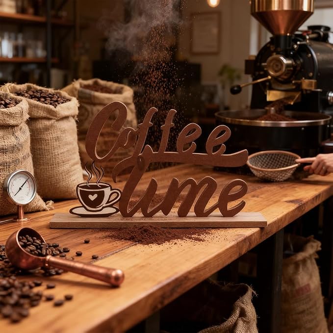 MEETYAMOR Coffee Bars Decor, Wood Metal Coffee Time Sign Decorations - Image 5