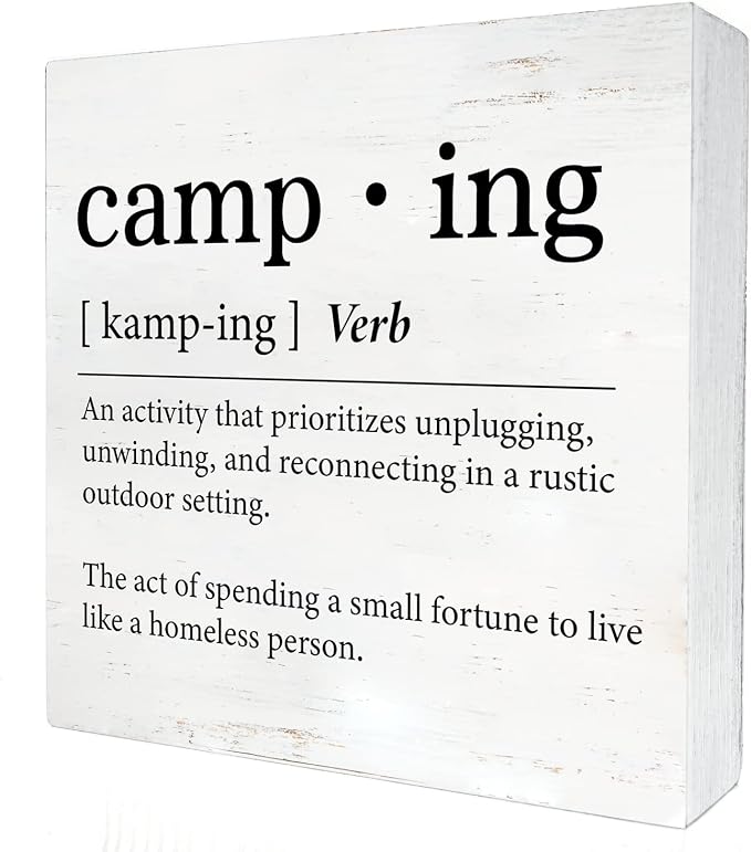 Funny Camping Definition Wood Box Sign Home Decor Rustic Camping Wooden Box by HDKY