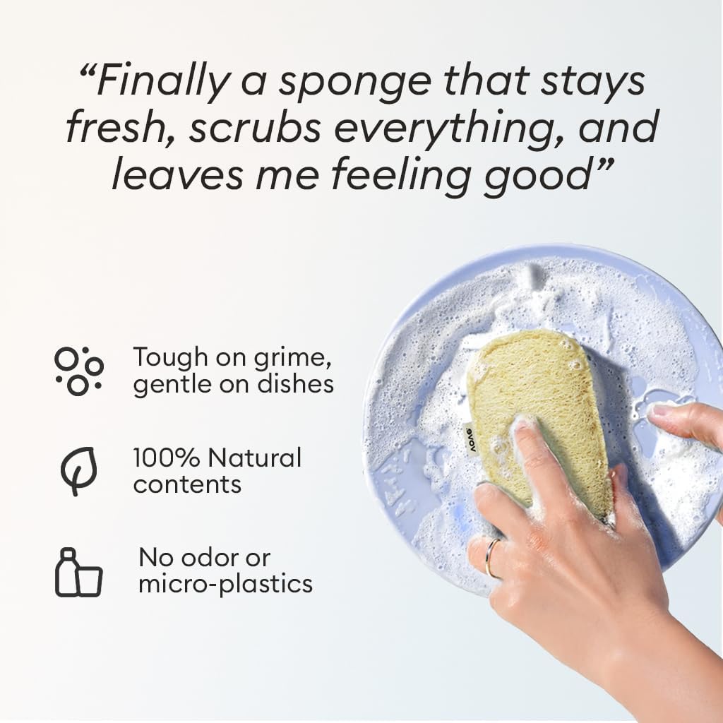 Vove Cleaning Duo, Bamboo Dish Brush Set and Natural Dish Sponges, FSC-Certified Bamboo, Sisal, Loofah, Cellulose, Plastic-Free, Eco-Friendly Zero-Waste Kitchen Dish Scrubber Set