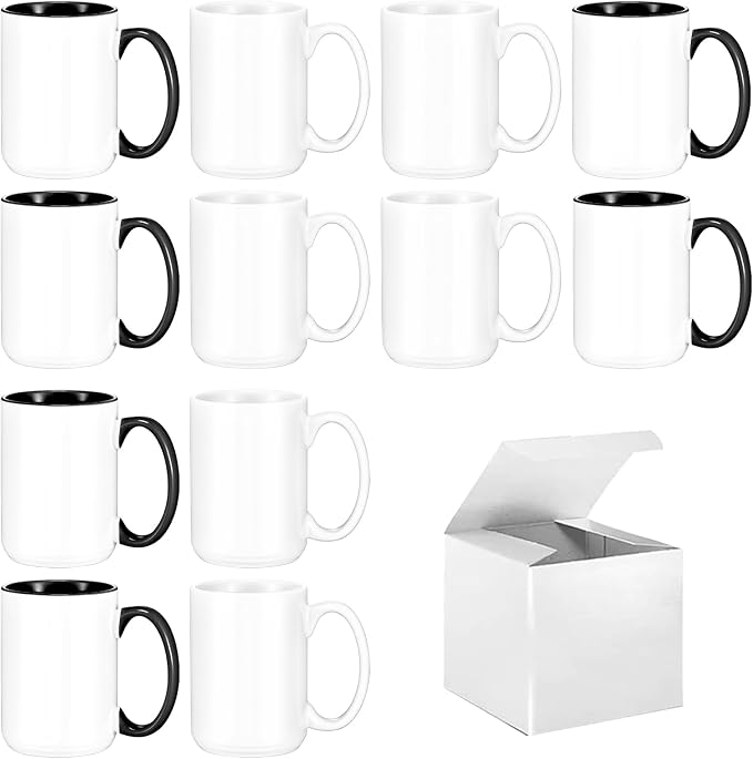 Sublimation Mugs 15 oz Set of 12 Bulk Coffee Mugs by TANGLONG
