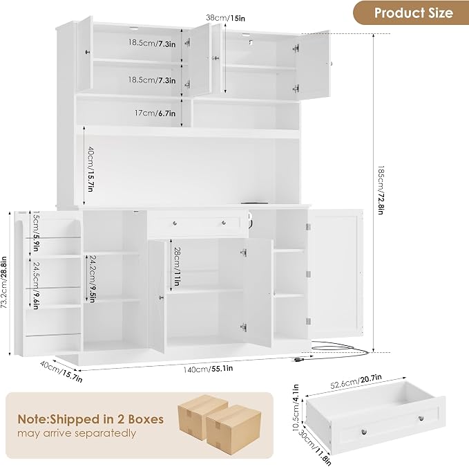 HIFIT 72.8” Tall Kitchen Pantry Cabinet - Image 3