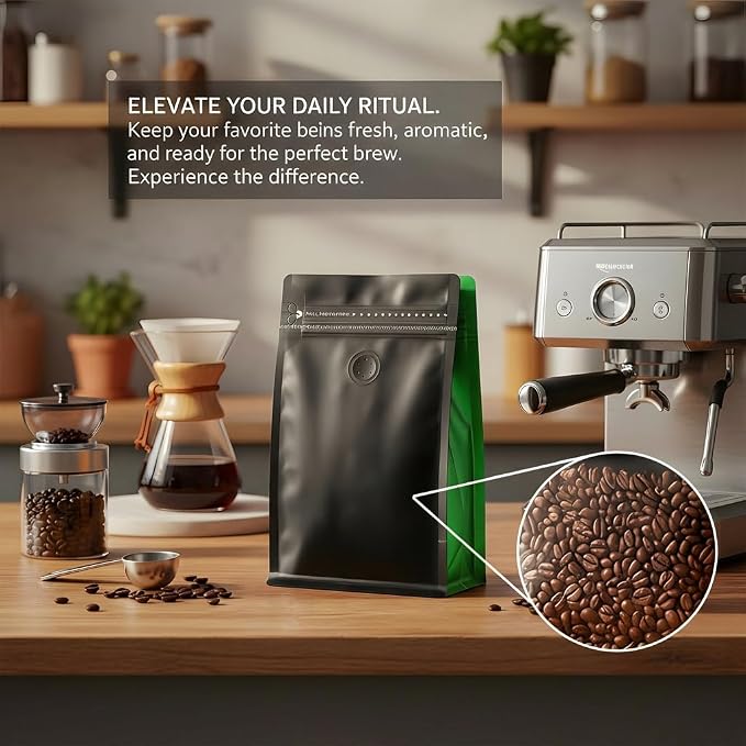 50 Pcs Coffee Bags With Valve Coffee Beans Bag with Heat Sealable Zipper - Image 5