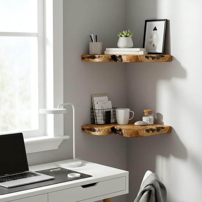 WELLAND Floating Corner Shelf Set of 2 Wall Mounted, 10.86 x 11.5 Inches - Image 6