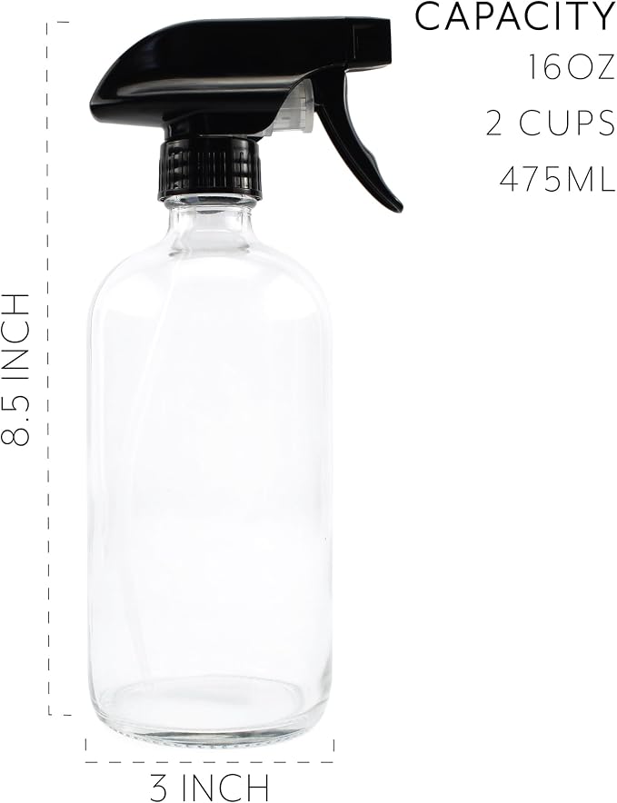 Cornucopia Brands 16oz Clear Glass Spray Bottles w/Chalk Labels Boston Round - Image 6