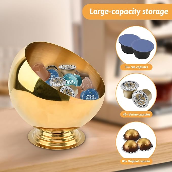 Coffee Pod Holder, Large Capacity Stainless Steel K Cups Holder Organizer Bowl - Image 5