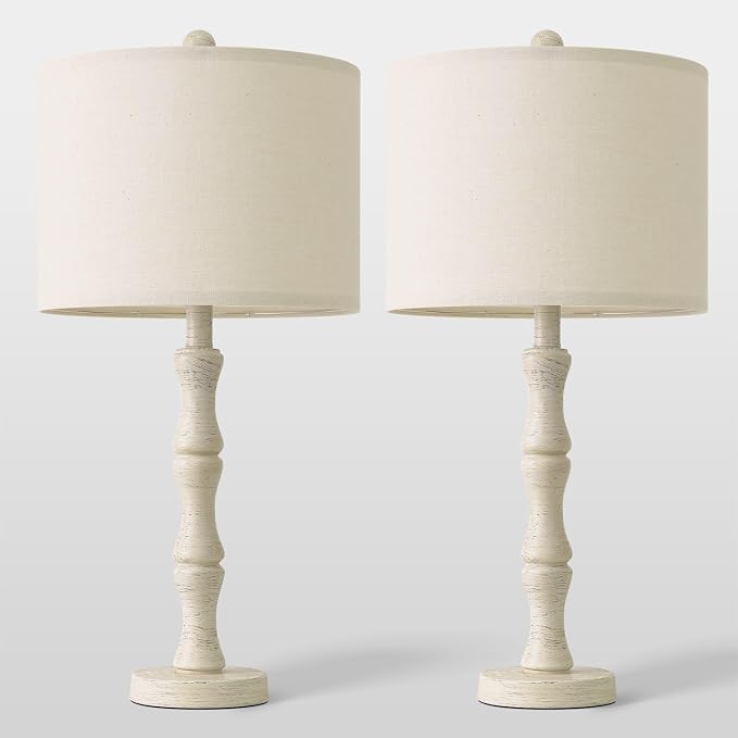 BOBOMOMO 25" Farmhouse Bedside Lamps Set of 2, Vintage Nightstand Lamps - Image 6
