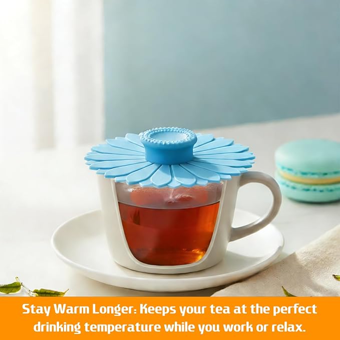 3 PCS Silicone Cup Covers, 4.1 Inch Sunflower Drink Covers Reusable Anti-dust - Image 7