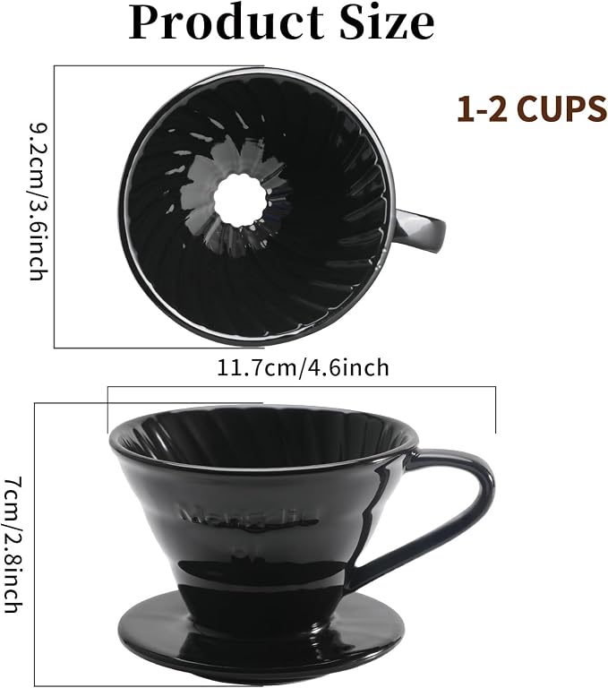Mongdio Ceramic Pour Over Coffee Dripper, Reusable Porcelain Portable Pour Over - Image 6