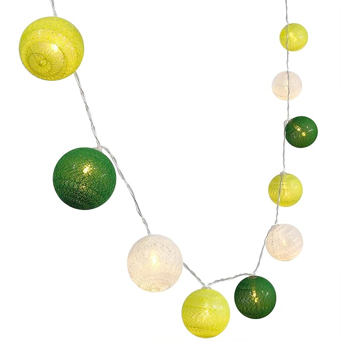 Gardeningwill 3M/10Ft 30 Green White Ball LED Battery Operated String Fairy by Gardeningwill