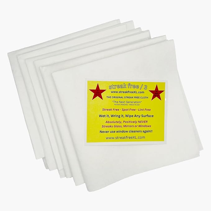 Streak Free/3 Microfiber Glass Cleaning Cloth, 6 Pack, Lint Free & Reusable by streakfree3