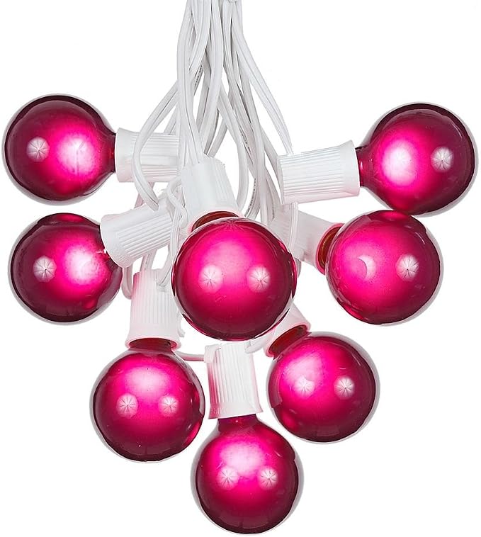 G50 Patio String Lights with 25 Purple Globe Bulbs – Wedding Outdoor String by NoveltyLights-LightExperts