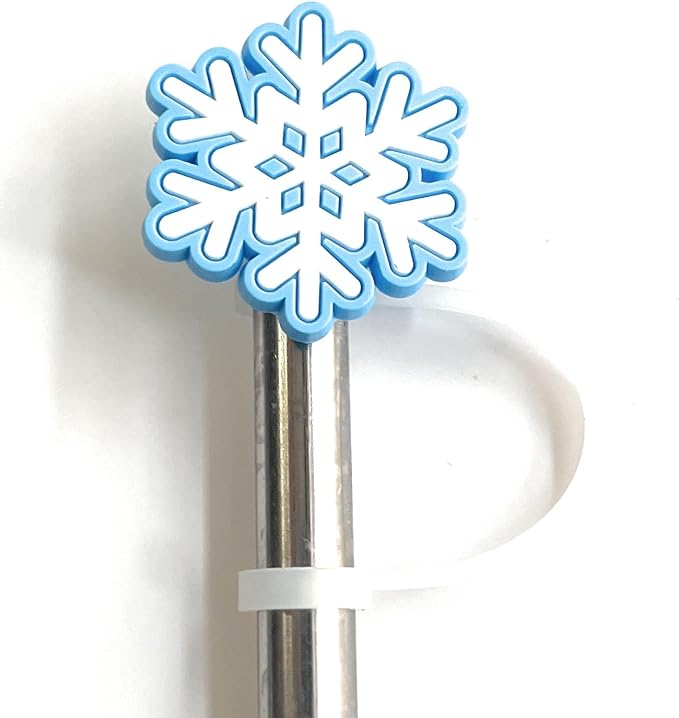 6 Pack 8mm Fun Christmas Straw Toppers Sleigh Tree Snowflake Santa - Image 6
