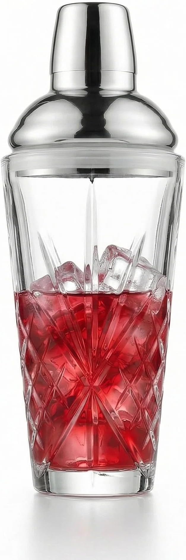 Cut Crystal Cocktail Shaker 18.5oz Sealed Lid, Mult-Use | Hidden Measuring Lid - Image 8