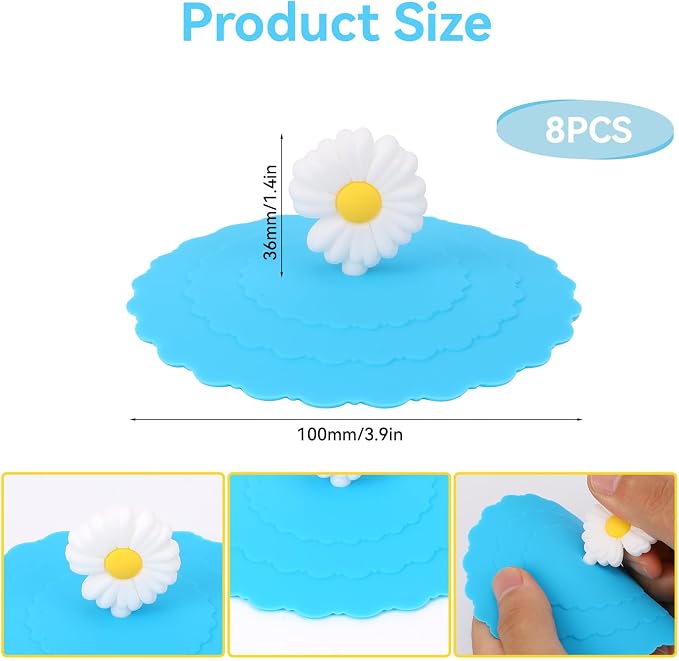 8 Pcs Silicone Cup Lids Mug Cover Colorful Anti-dust Coffee Cup Mug Covers Cute - Image 2