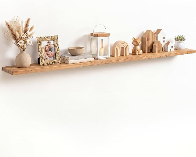 Fun Memories 72 Inch Floating Shelf, 8 Inch Deep Rounded Edge Extra Long Elm by FunMemories