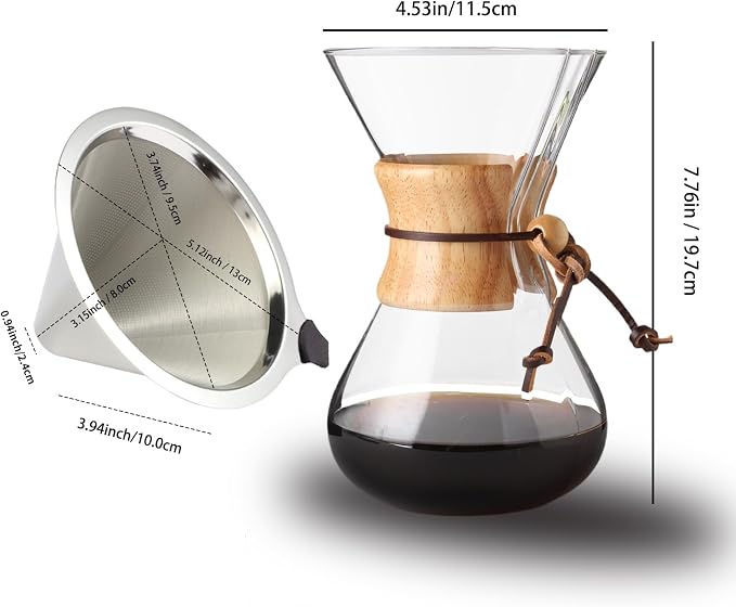 subjectthree Glass Coffee Dripper 6 Cup Pour Over Coffee Maker Set - Image 5