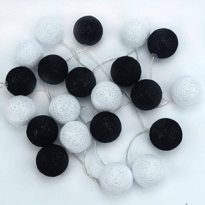 Gardeningwill 3M/10Ft 30 Black White Ball LED Battery Operated String Fairy - Image 4