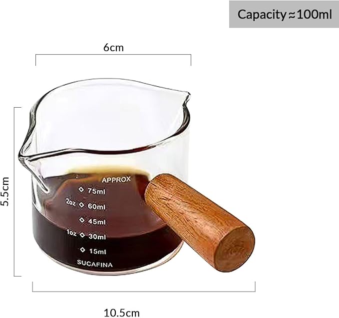 Espresso Cups with Handle 100ml Expresso Shots Glass Cup with Spout and Scale - Image 2