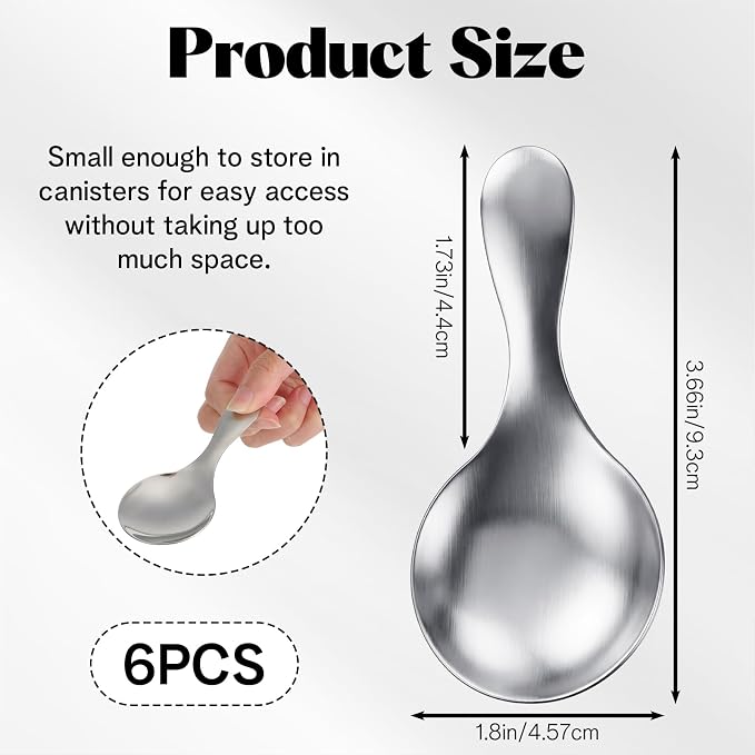 6pcs Small Scoops For Canisters, Mini Scoops for Canisters, Stainless Steel - Image 2