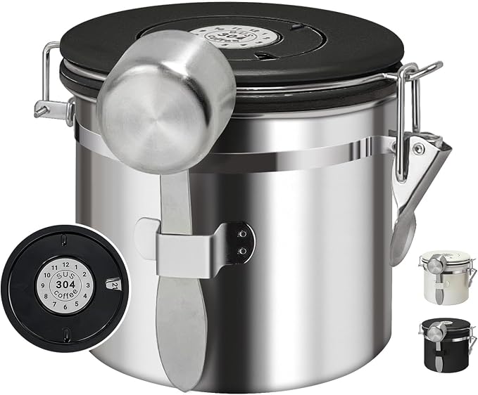 1.2L Airtight Vacuum Coffee Canister, Stainless Steel Storage Container by DTXIAQIAO