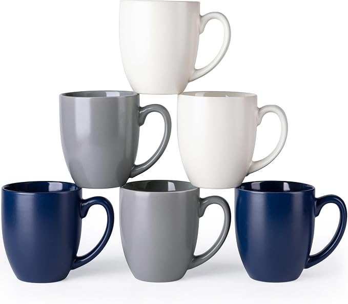 AmorArc 16oz Coffee Mugs Set of 6, Large Ceramic Coffee Mugs by AmorArc