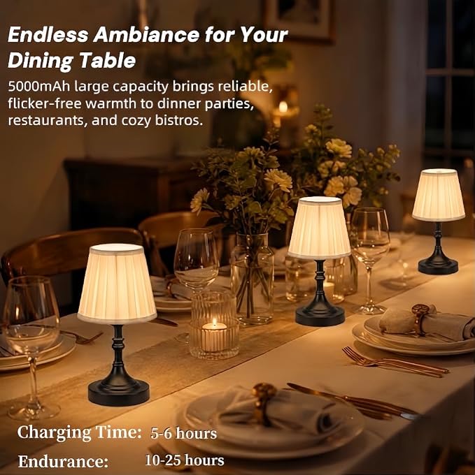 Balck Small Cordless Table Lamp Rechargeable - Image 3