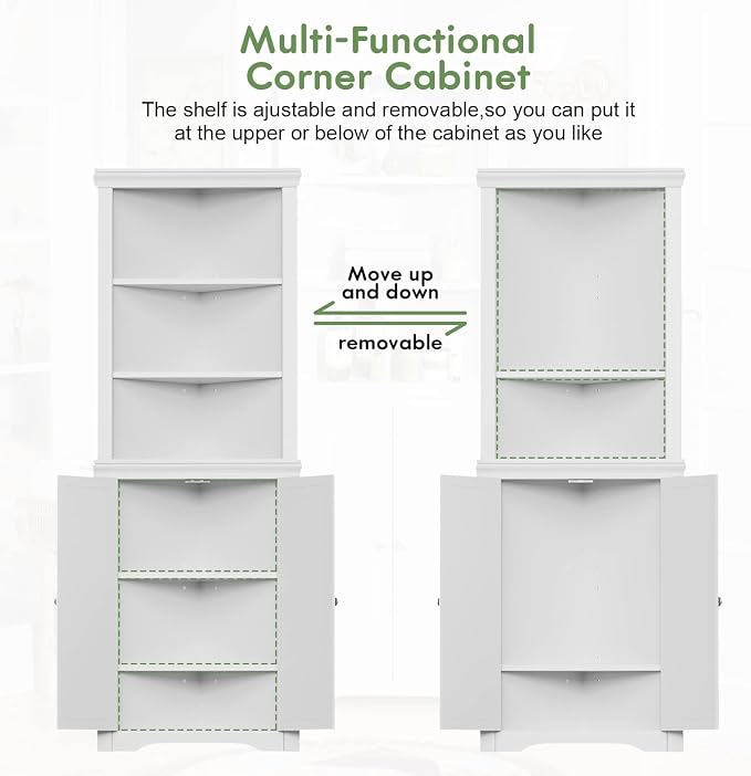 YESHOMY Corner Cabinet, Storage Cupboard - Image 4