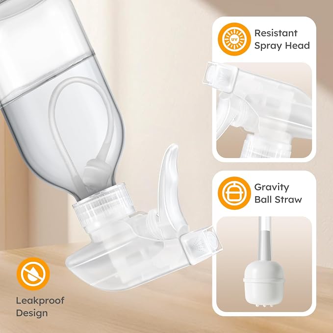 Tecohouse Glass Spray Bottles 8oz, 2 Pack 360° Glass Spray Bottle - Image 3