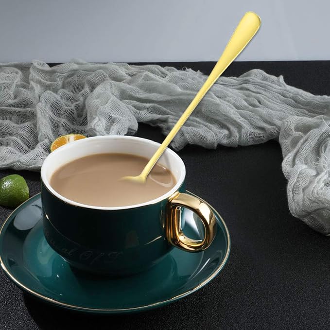 DaKuan Set of 10 Gold Stainless Steel Long Handle Stirring Spoons - Image 4