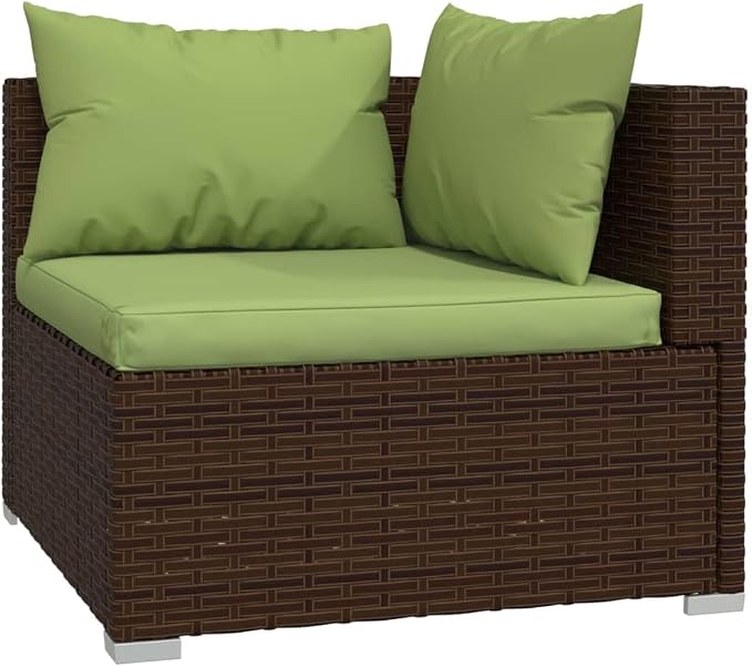 9-Piece Modular Garden Lounge Set Brown PE Rattan Outdoor Sectional Furniture - Image 5