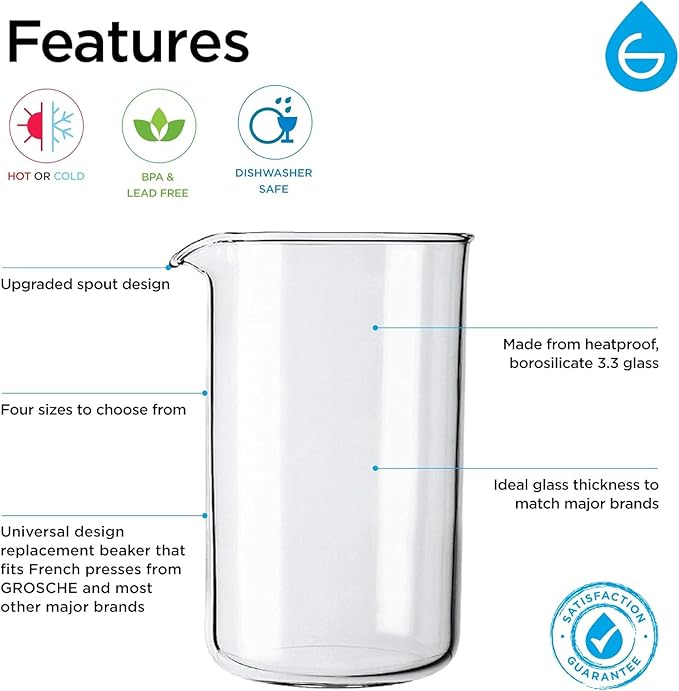 GROSCHE Borosilicate 3.3 Glass Universal Replacement Beaker - Image 3