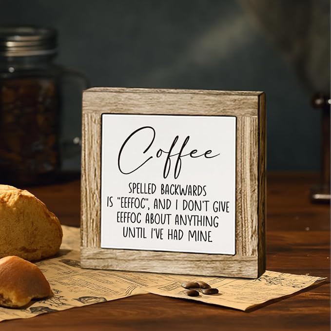 Farmhouse Coffee Wood Decor, Coffee Spelled Backwards Sign, Rustic Farmhouse - Image 4