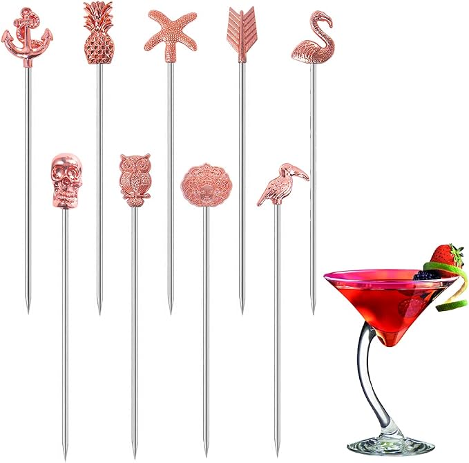Martini Cocktail Picks Reusable Olive Picks Garnish Skewer Fruit Toothpicks Set by DEEKOUDT