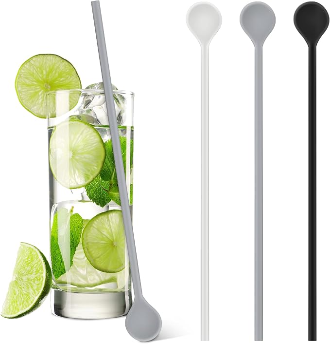 Reallnaive 3 Pcs 10" Silicone Stirrer Stick Spoon Reusable Long Cocktail Coffee by Unknown