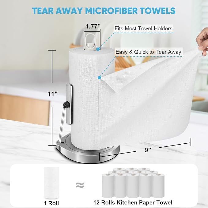 AIDEA Microfiber Cleaning Cloth Roll, Shop Towels 165 Sheets, Tear Away - Image 2