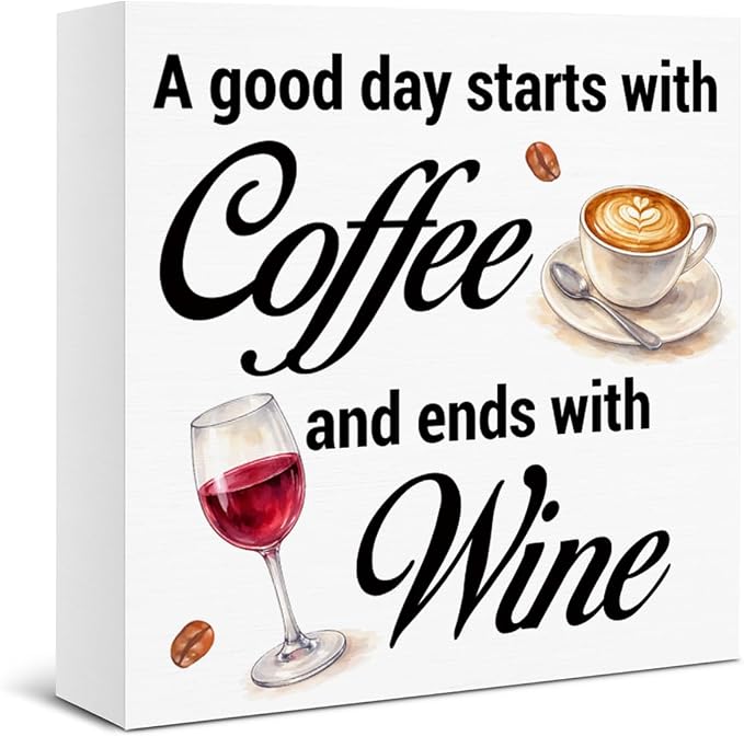 Coffee Dining Table Decor, Funny Coffee Bar Decor Wooden Sign, A Good Day Starts by Unknown
