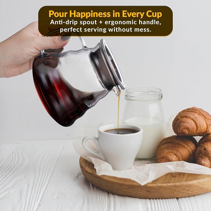 CASA BRAVA Glass Pour Over Coffee Maker Set – 28oz Heat-Resistant Carafe - Image 6