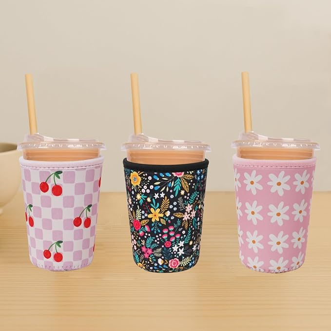 Reusable Insulated Neoprene Iced Coffee Cup Sleeve, Durable Drink Sleeve - Image 4