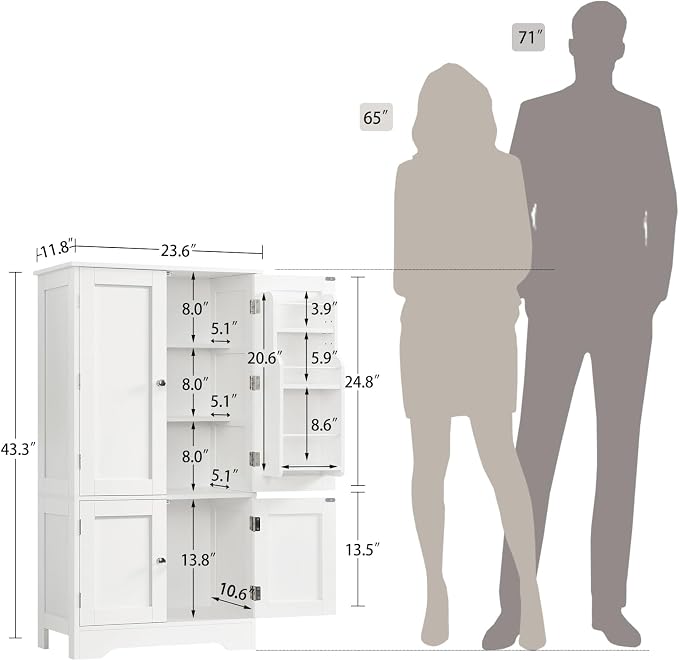 TEENFON 43'H Pantry Cabinet - Image 3